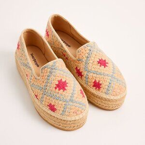 Free People Gran Via Crochet Espadrilles in Multicolor Size 38 EU / 7.5 US NEW